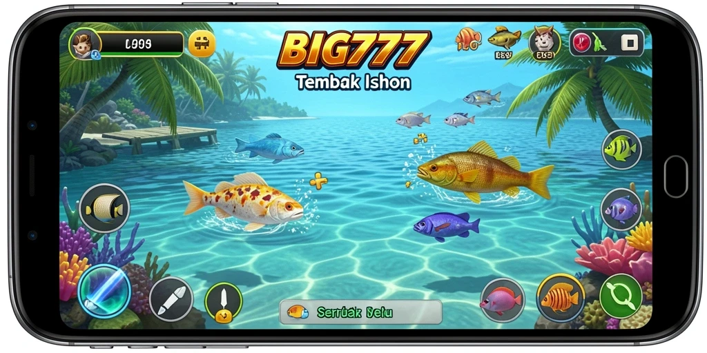 Screenshot menunjukkan aksi menembak ikan yang mendebarkan di BIG777.