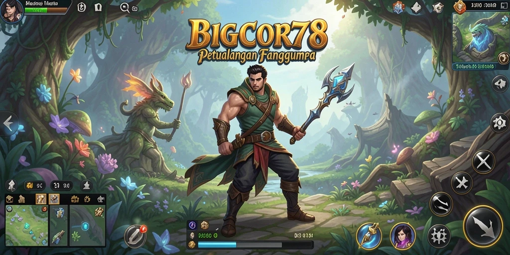 Gameplay RPG penuh aksi dan eksplorasi dalam BIGCOR78.