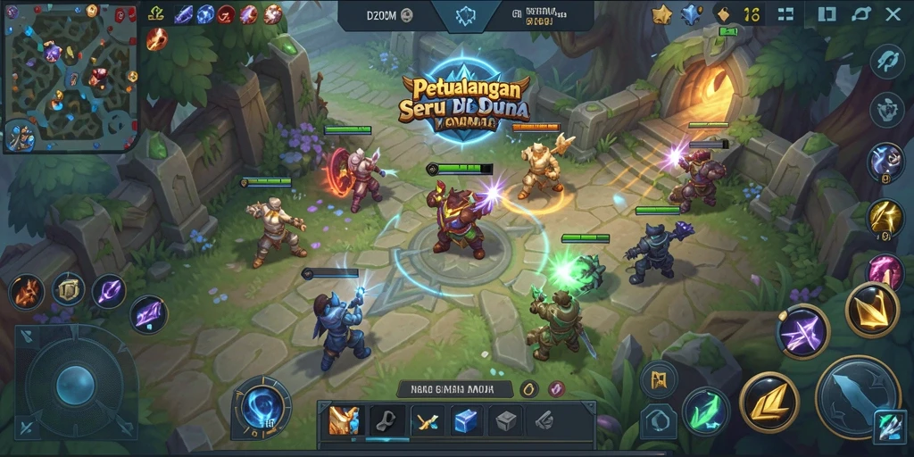 Tangkapan layar gameplay D200M dalam aksi MOBA yang epik.