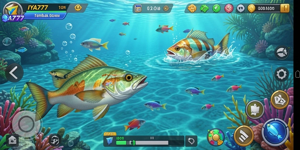 Tangkapan layar IYA777 menampilkan aksi menembak ikan yang seru.