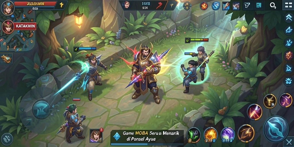 Tampilan menarik dengan aksi MOBA yang mendebarkan.
