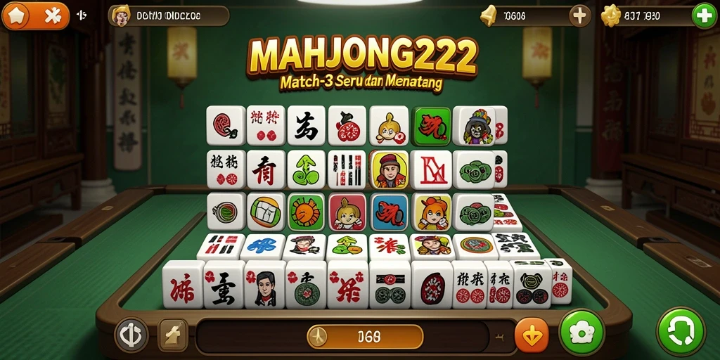 Gameplay seru MAHJONG222 dengan tantangan Match-3 menarik.