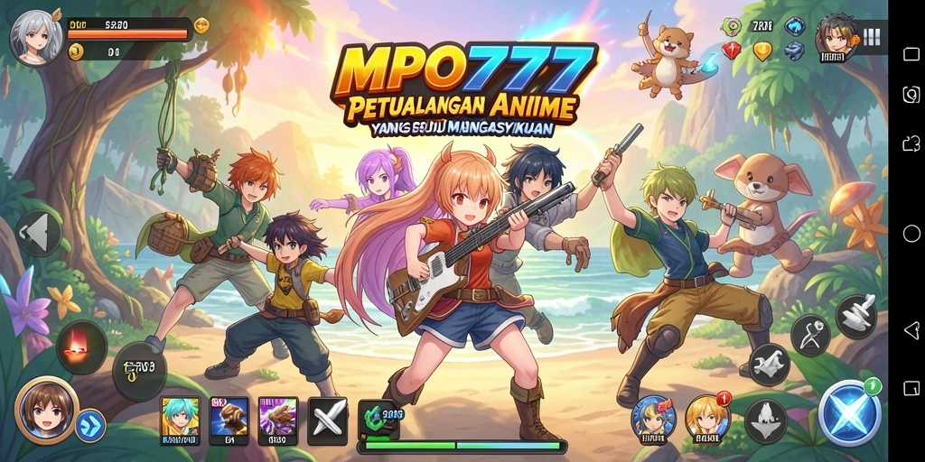 Tampilan aksi seru dalam gameplay MPO777 dengan karakter anime.