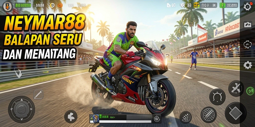 Tampilan menarik gameplay balapan motor di NEYMAR88.