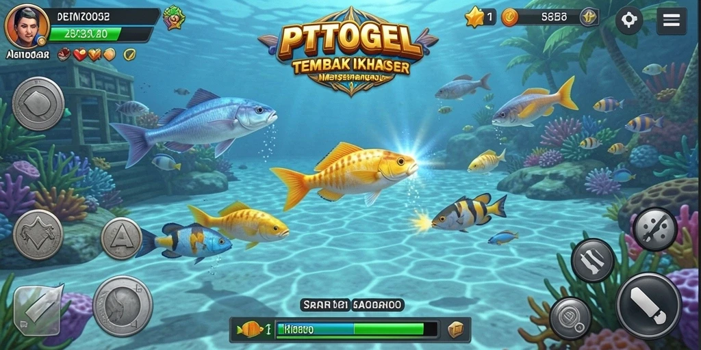 Screenshot gameplay PTTOGEL yang menunjukkan aksi tembak ikan yang seru.