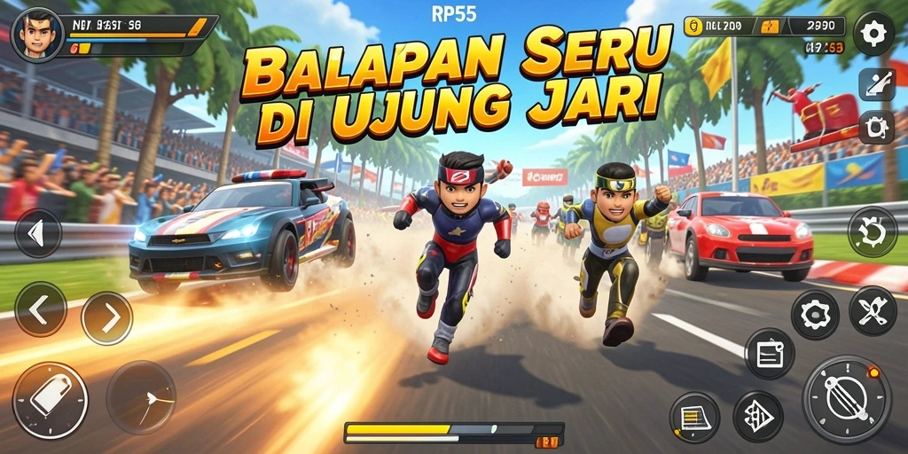 Gameplay seru dan menegangkan dalam balapan mobil RP55.