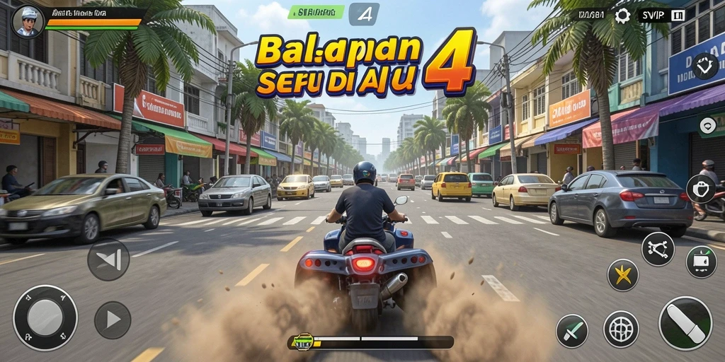 Tampilan menegangkan dari gameplay <strong>SVIP4</strong> yang menonjolkan aksi balapan.