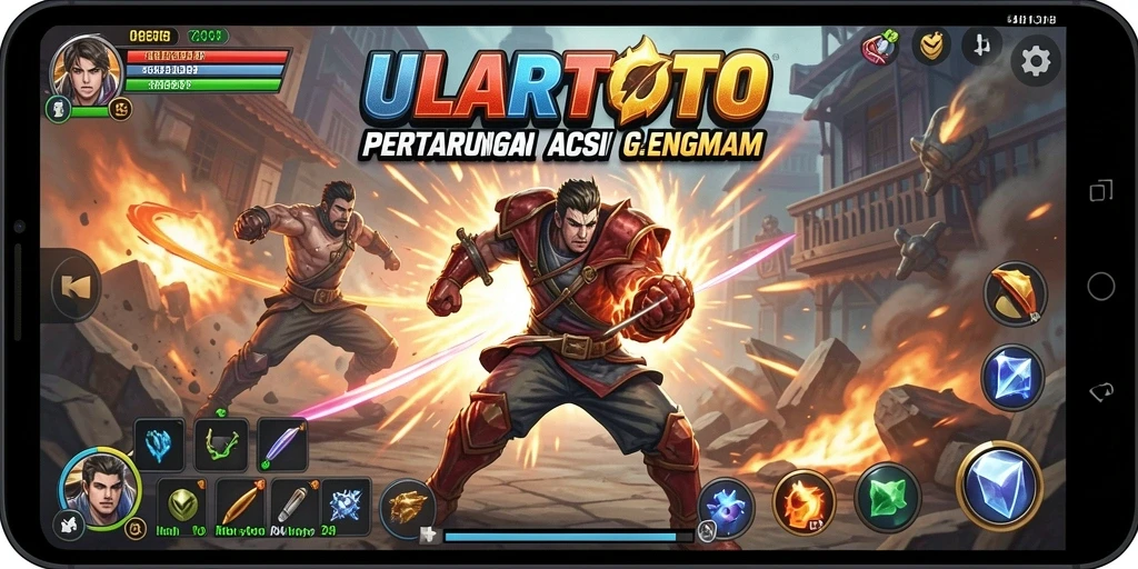 Screenshot ULARTOTO menampilkan aksi pertarungan seru dengan karakter dinamis.